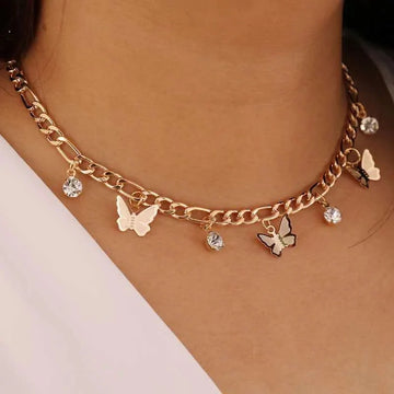 Stone And Butterflys gold pendent